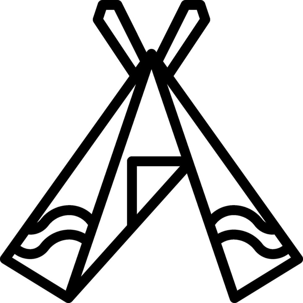 A black and white drawing of a teepee vector