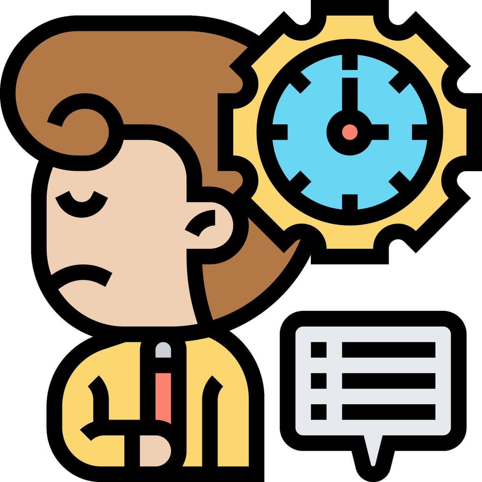 A cartoon man with a clock and a speech bubble vector