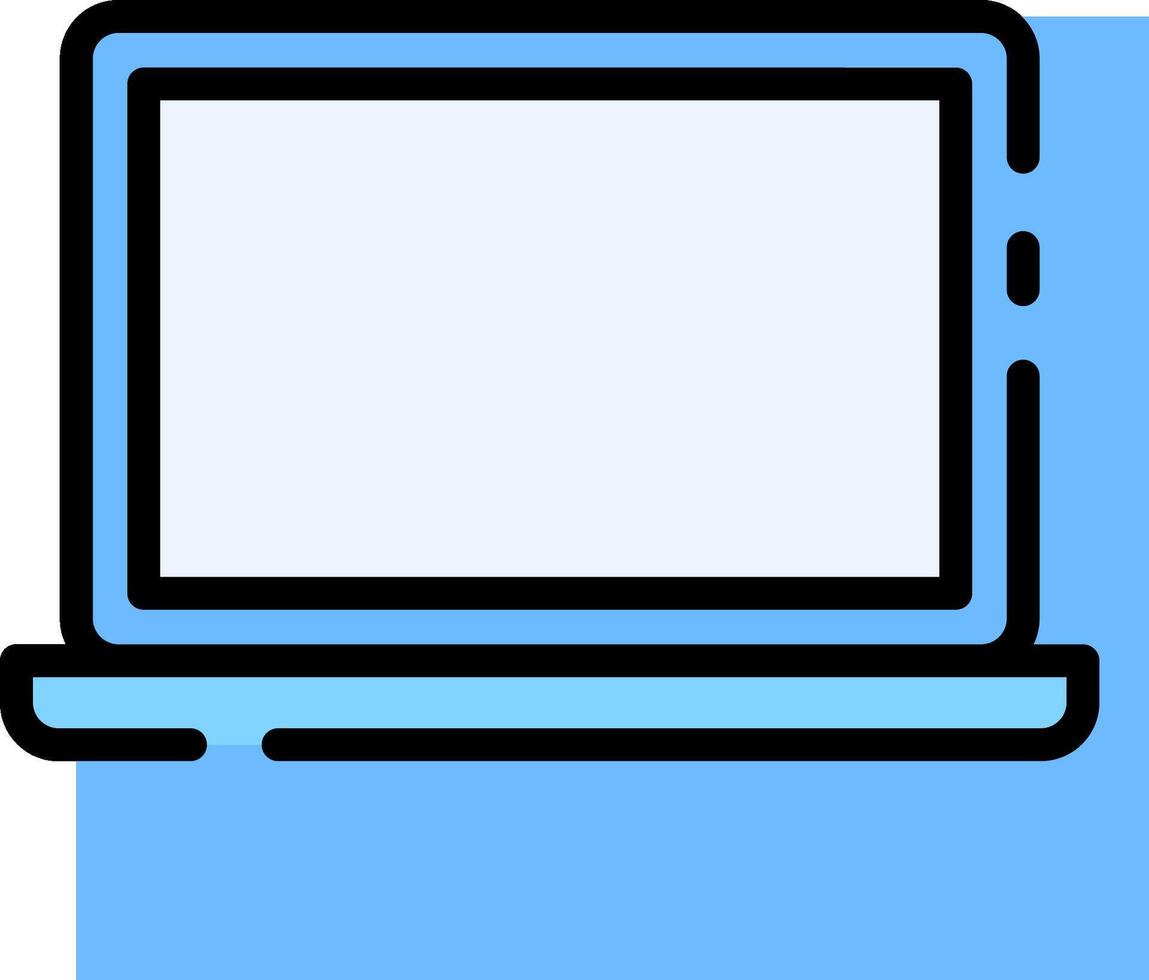 A laptop computer icon on a blue background vector