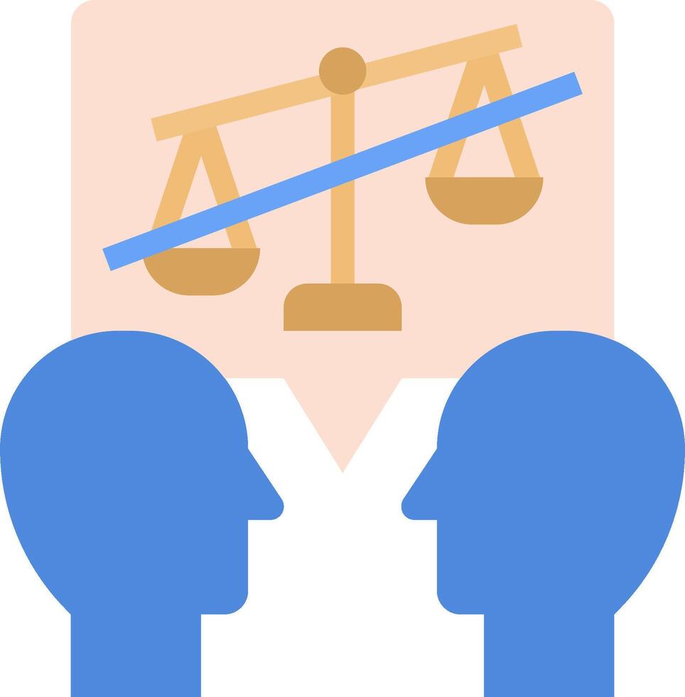 Two people talking about the balance of justice vector