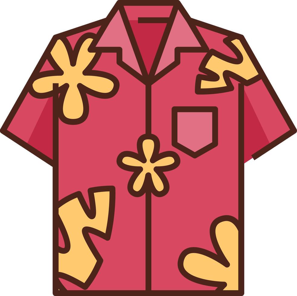 A red shirt with yellow flowers on it vector