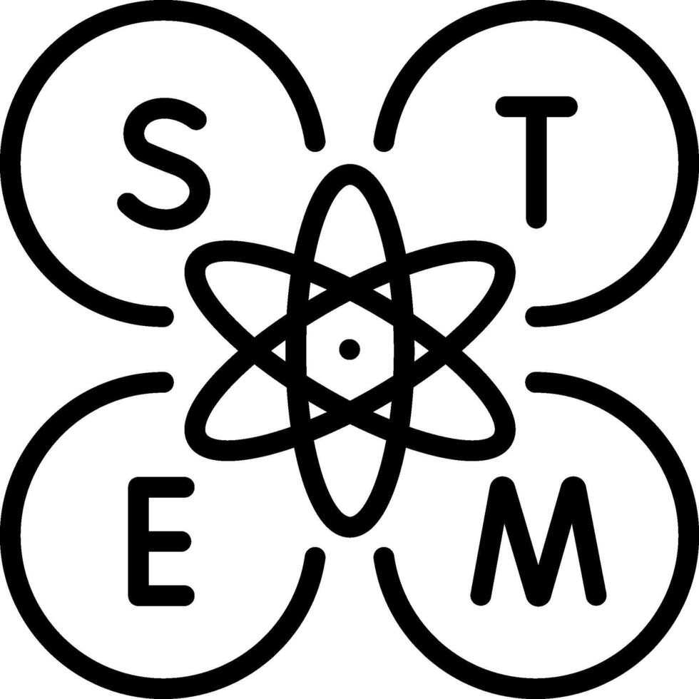Stem logo with an atom and the word stem vector