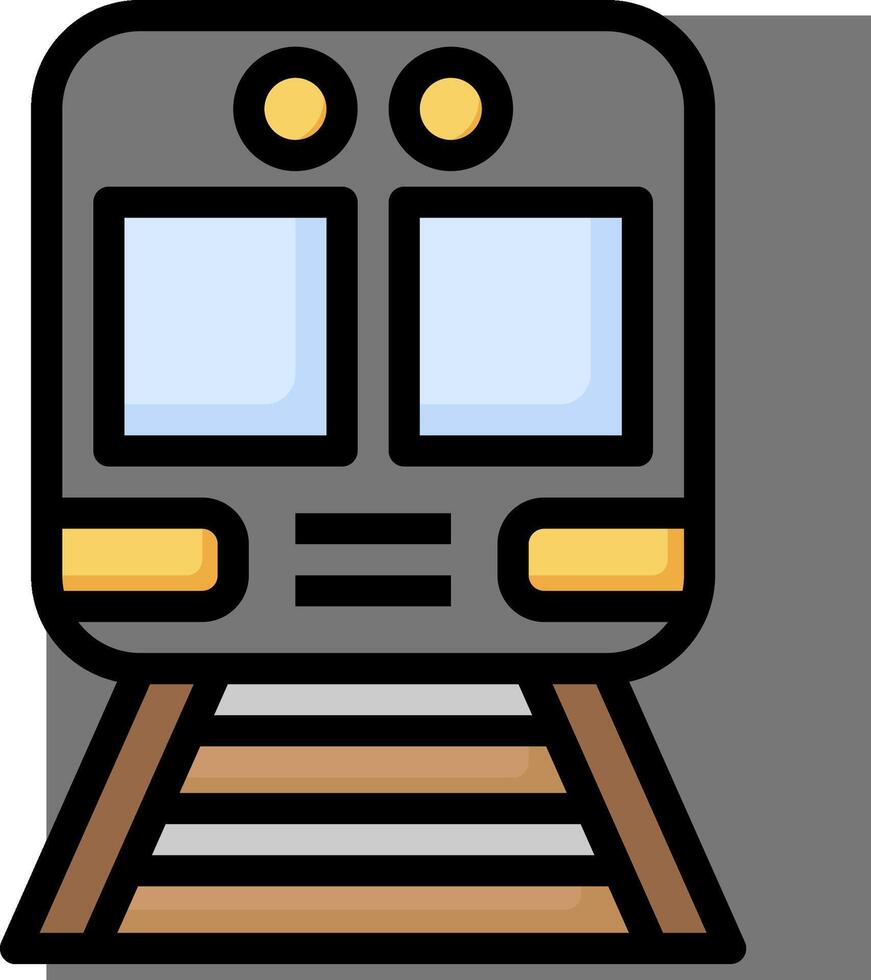A train on the tracks with a yellow light vector