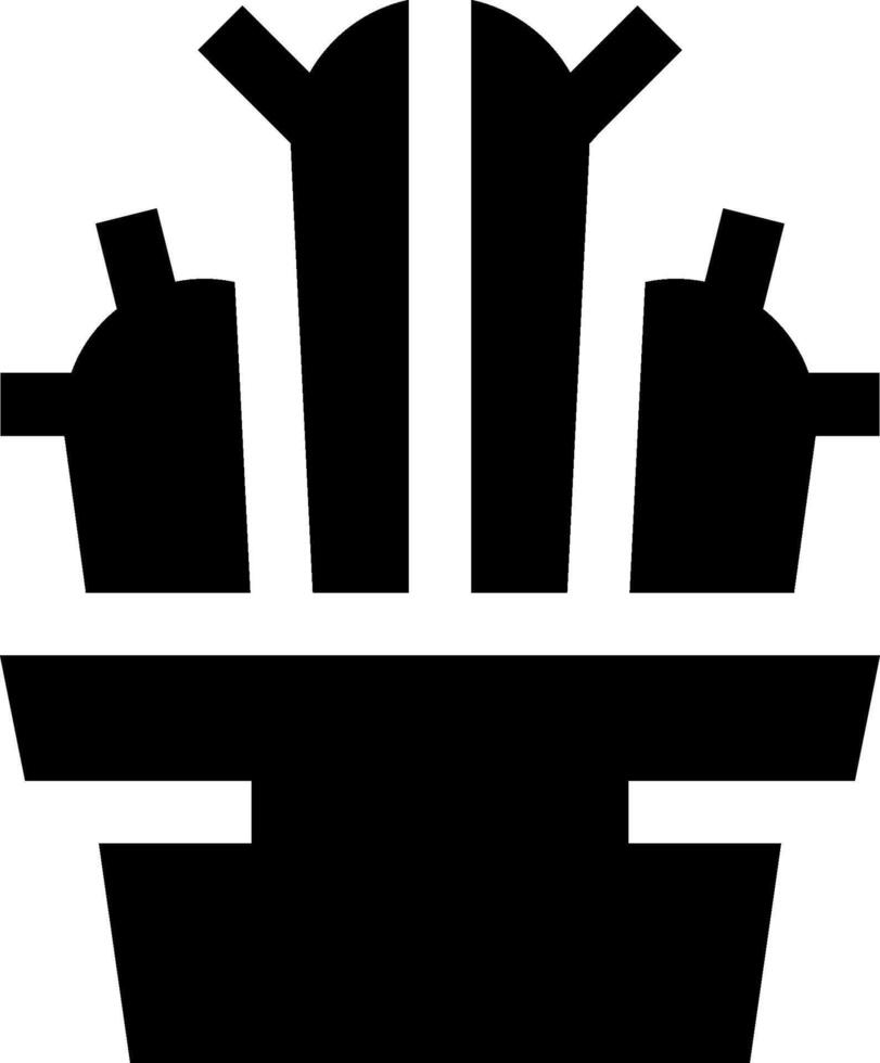 A black and white image of a basket with a cactus in it vector