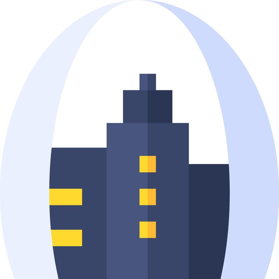 A flat icon of a building with yellow lights vector