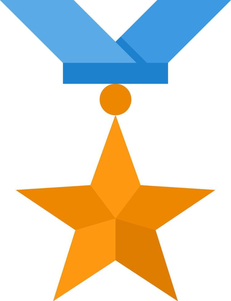 A star medal with a blue ribbon on it vector