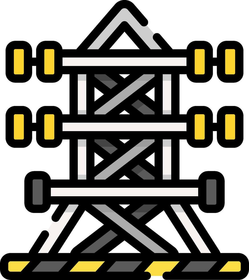 A tower with three yellow and black poles vector