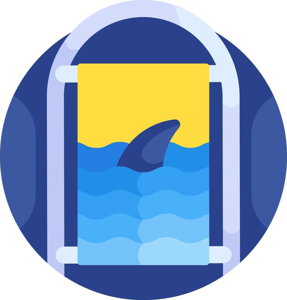 A shark swimming in the water with a yellow background vector