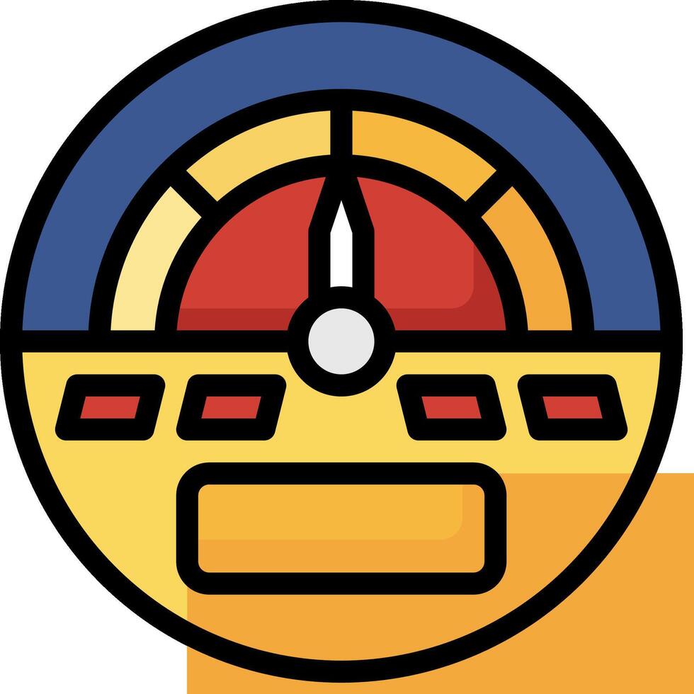 A yellow and blue meter with a red and blue arrow vector