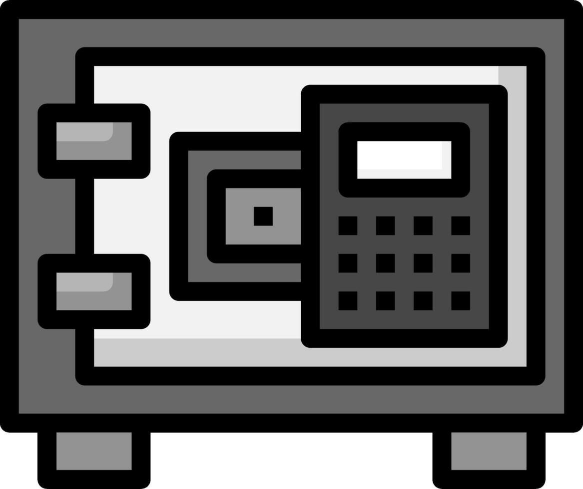 A black and white safe with a calculator vector