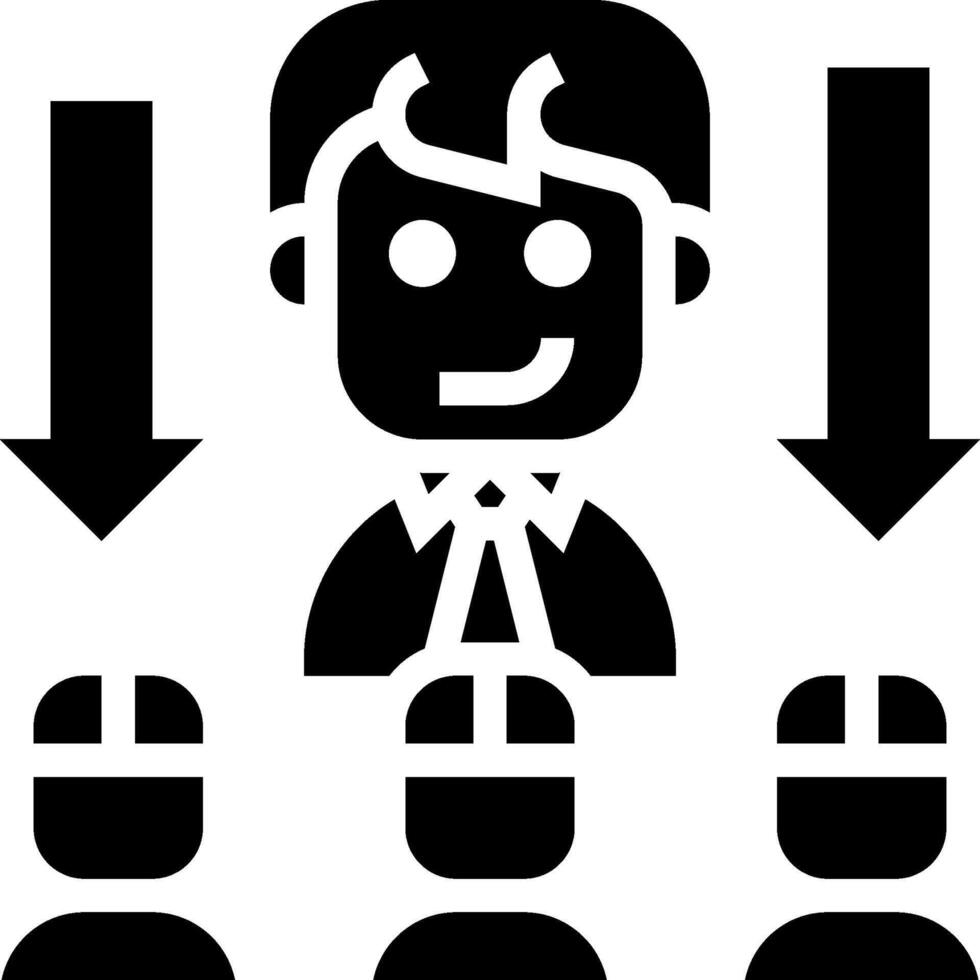 A black and white icon of a man surrounded by people vector
