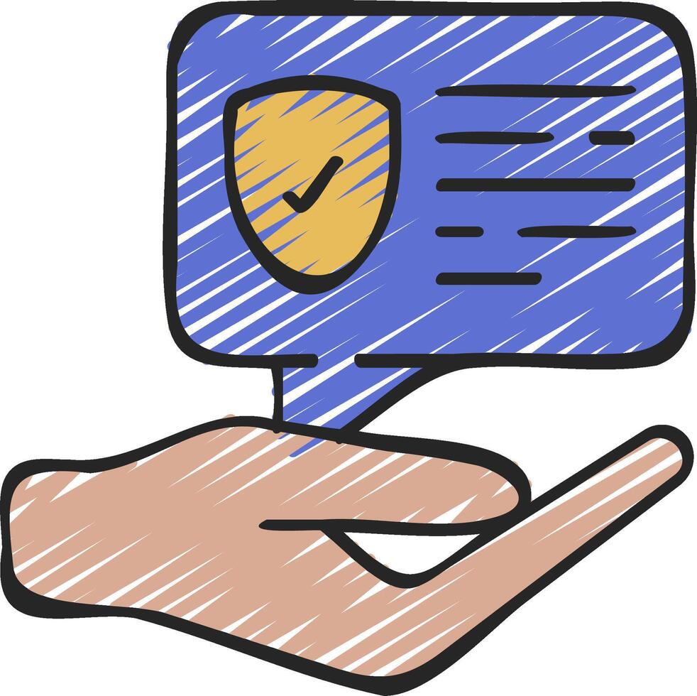 Hand with speech bubble with shield icon illustration design vector