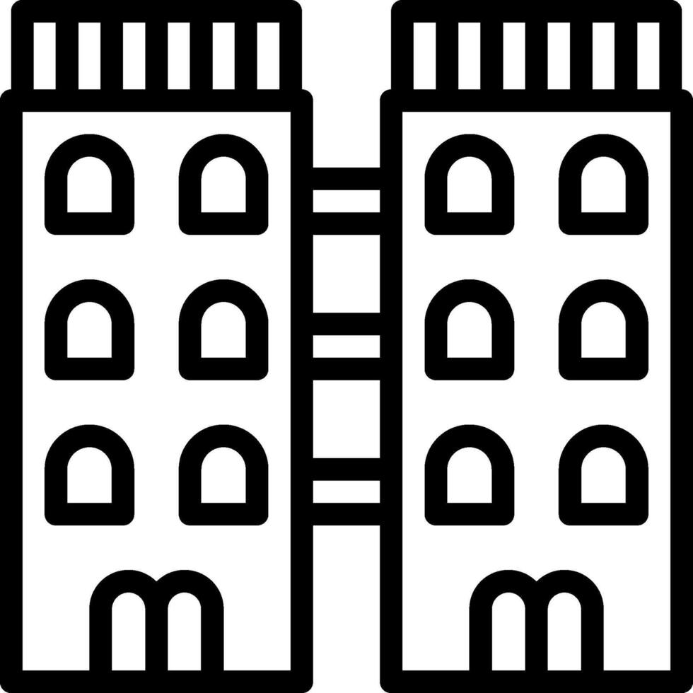 A black and white image of two buildings vector