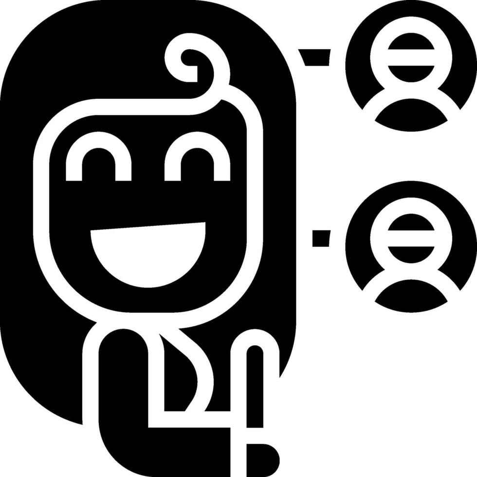 A black and white icon of a woman with a smile vector