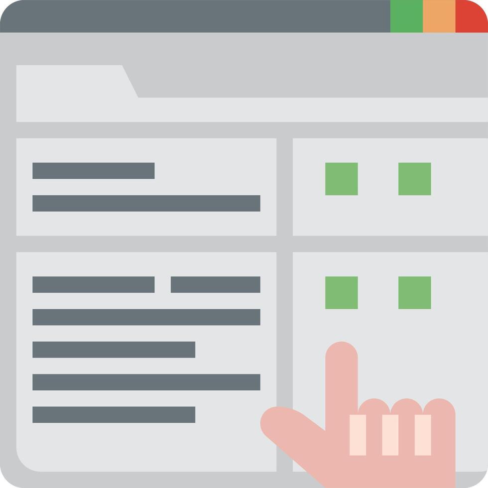 A hand pointing at a web page with a green checkmark vector