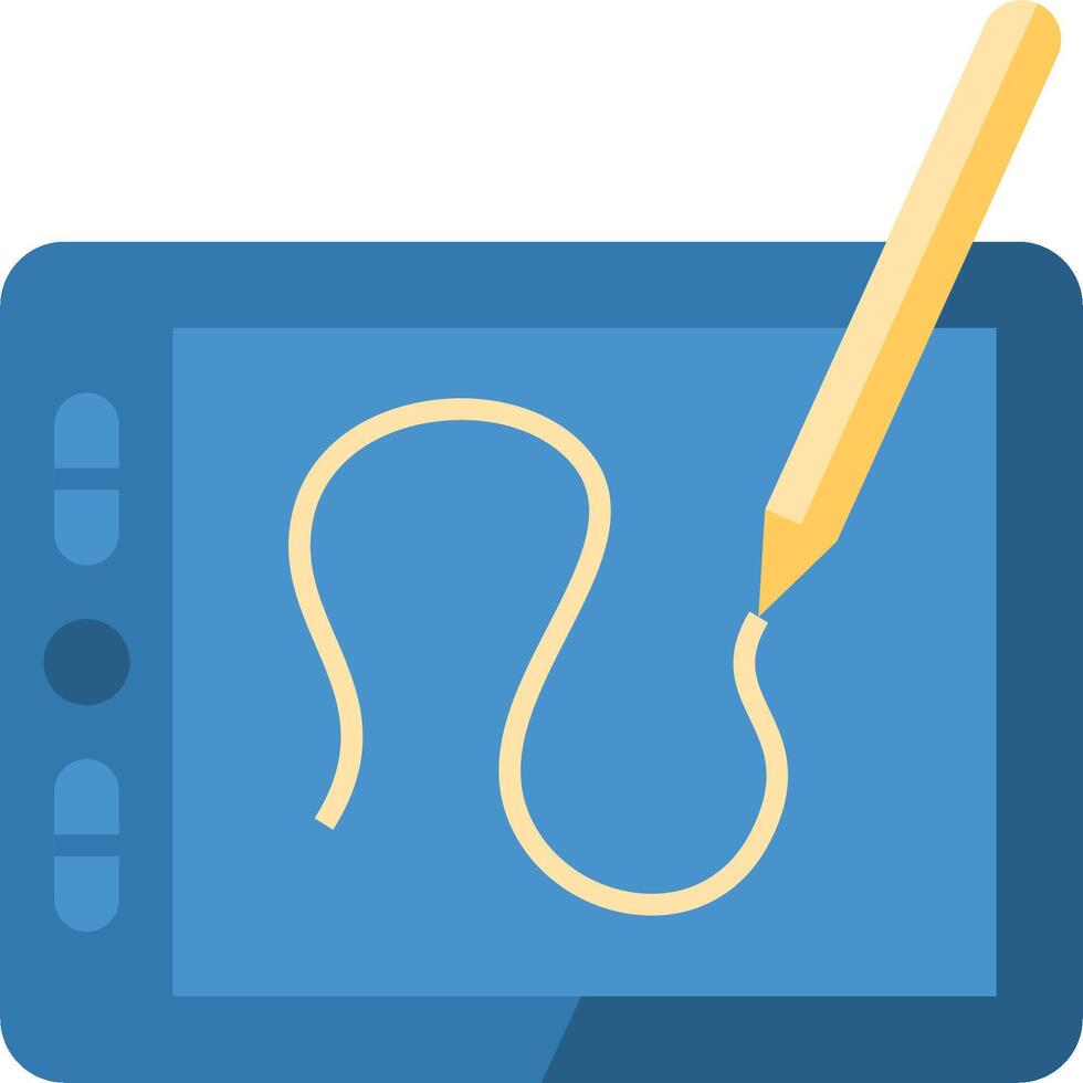 A tablet with a pencil and a snake vector