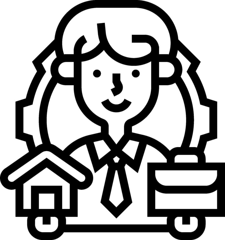 A man with a house and a briefcase icon vector