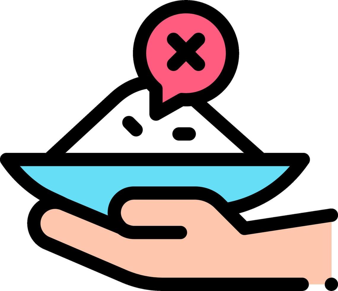 A hand holding a bowl of food with a red cross vector