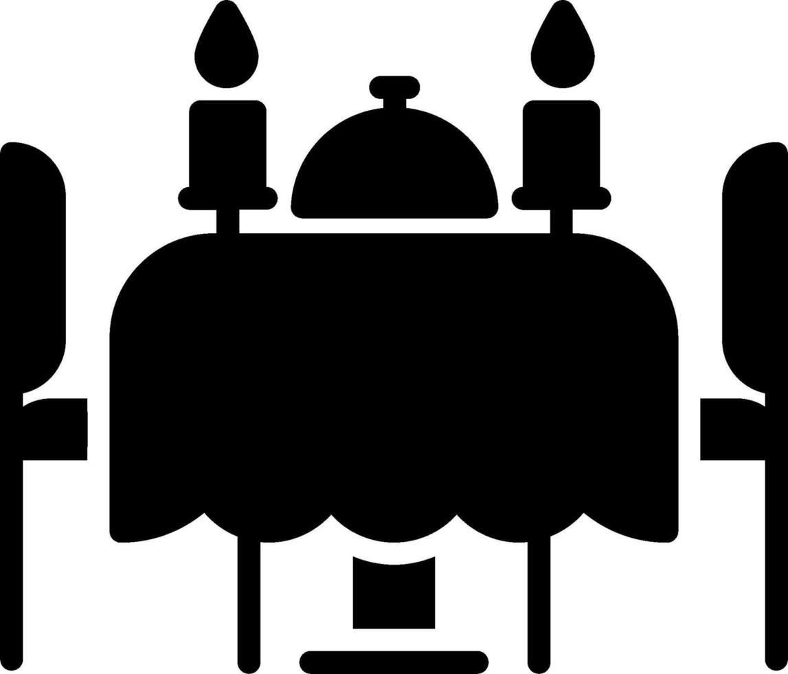A black and white illustration of a table with chairs vector