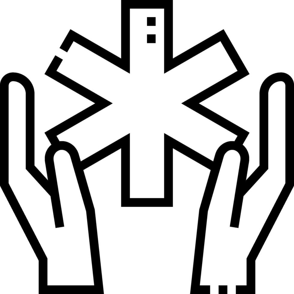 An icon of two hands holding an emergency star vector