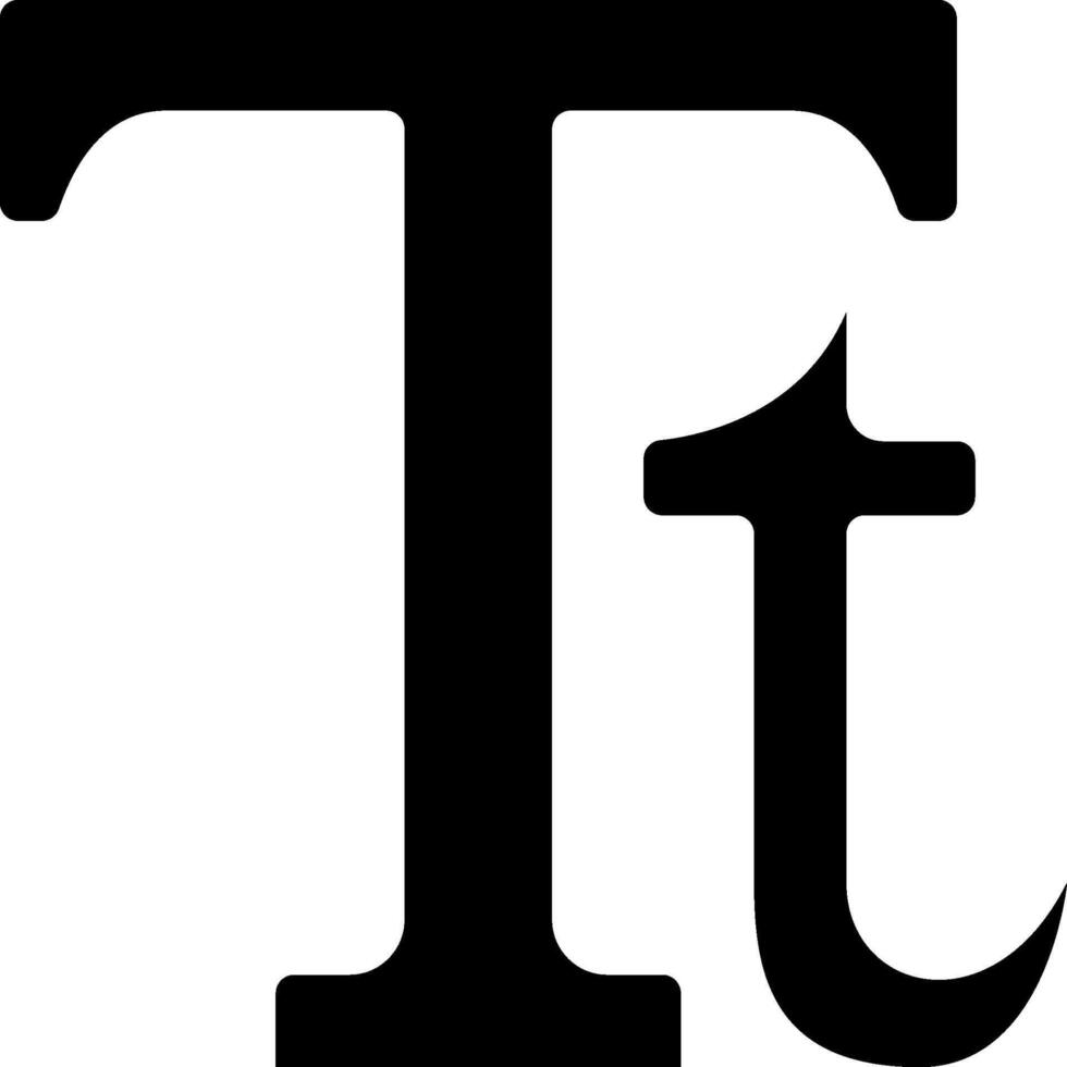 The letter t in black and white vector