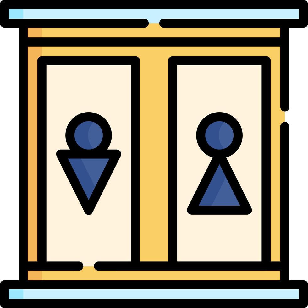 A bathroom with two doors and a sign on the door vector