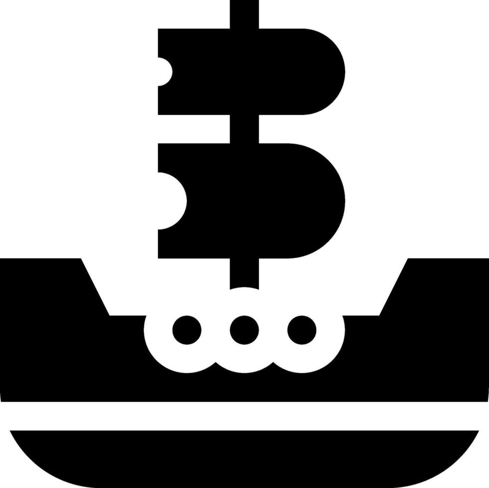 A black and white illustration of a ship vector