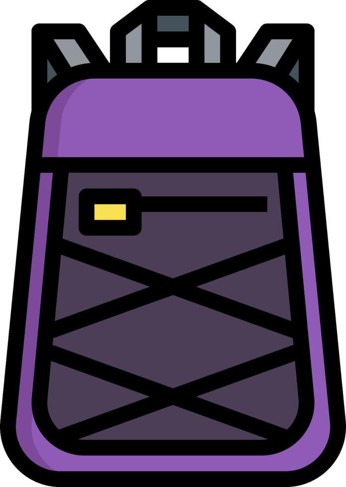 A purple backpack with a yellow handle vector