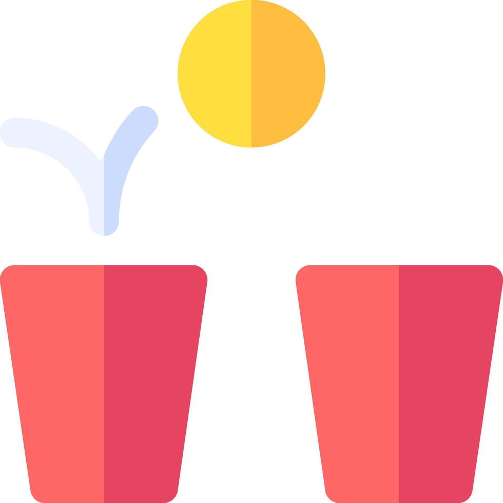 Two cups with a yellow sun in one and a red one in the other vector