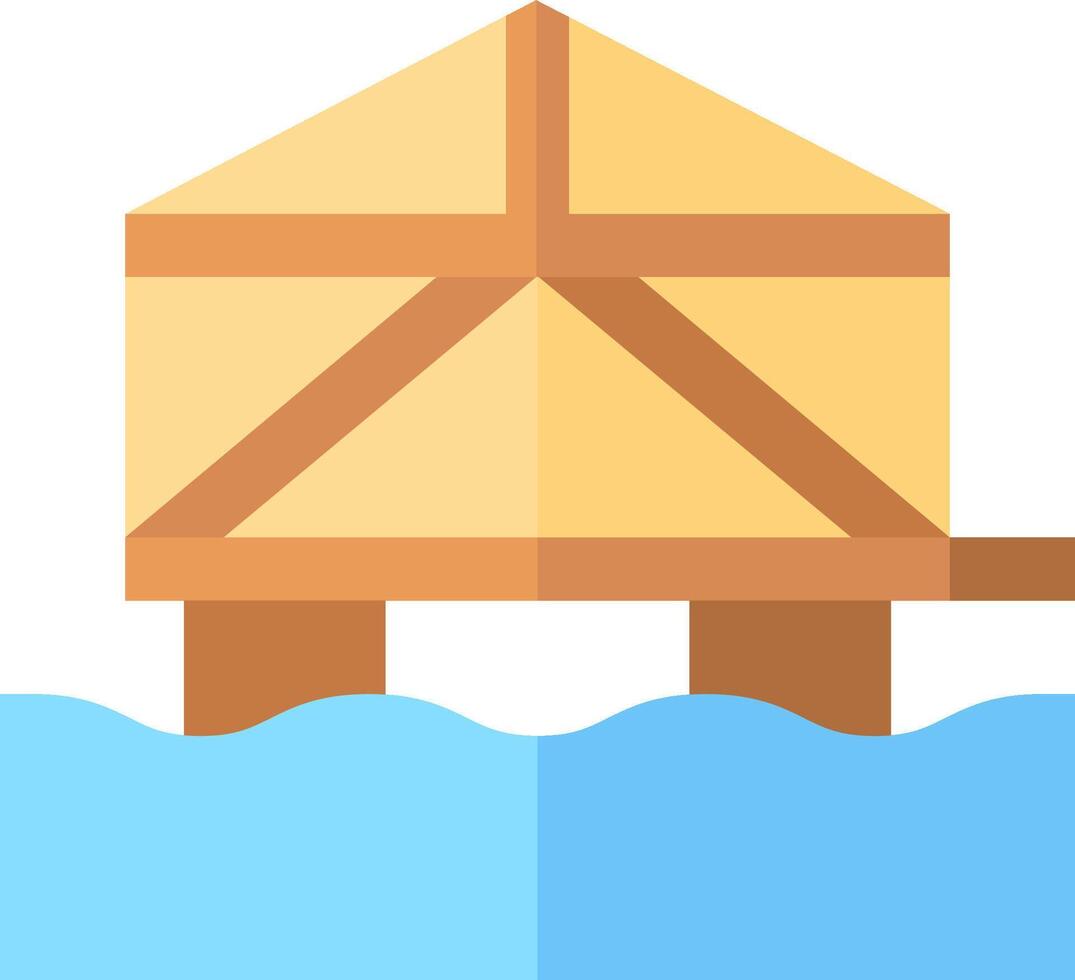 A wooden house floating in the water vector