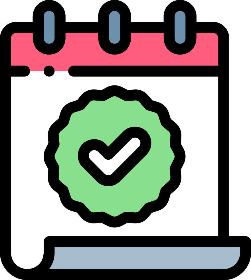 A calendar icon with a tick mark vector