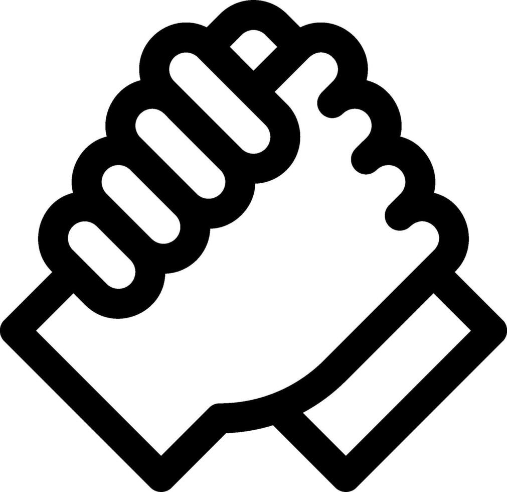 A black and white icon of two hands holding each other vector