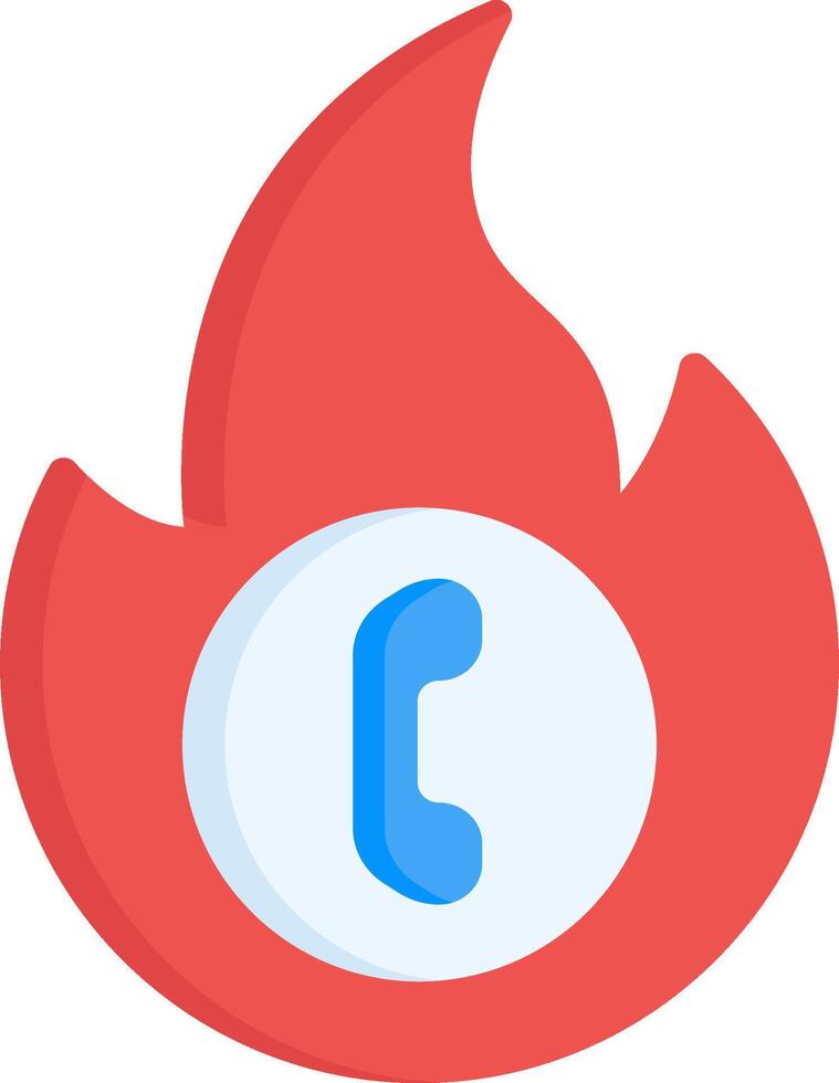 A phone call icon with a flame in the middle vector