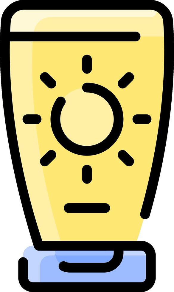 A yellow glass with a sun on it vector
