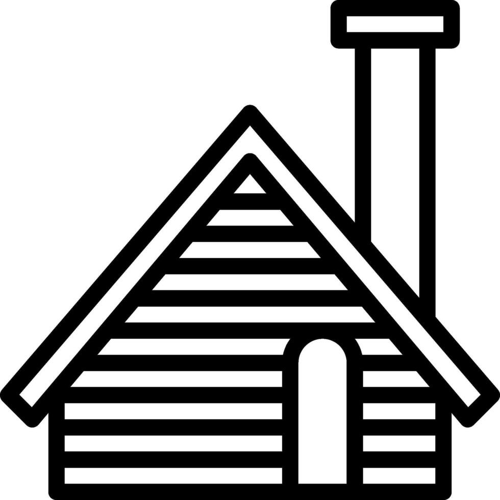 A black and white house icon with a chimney vector