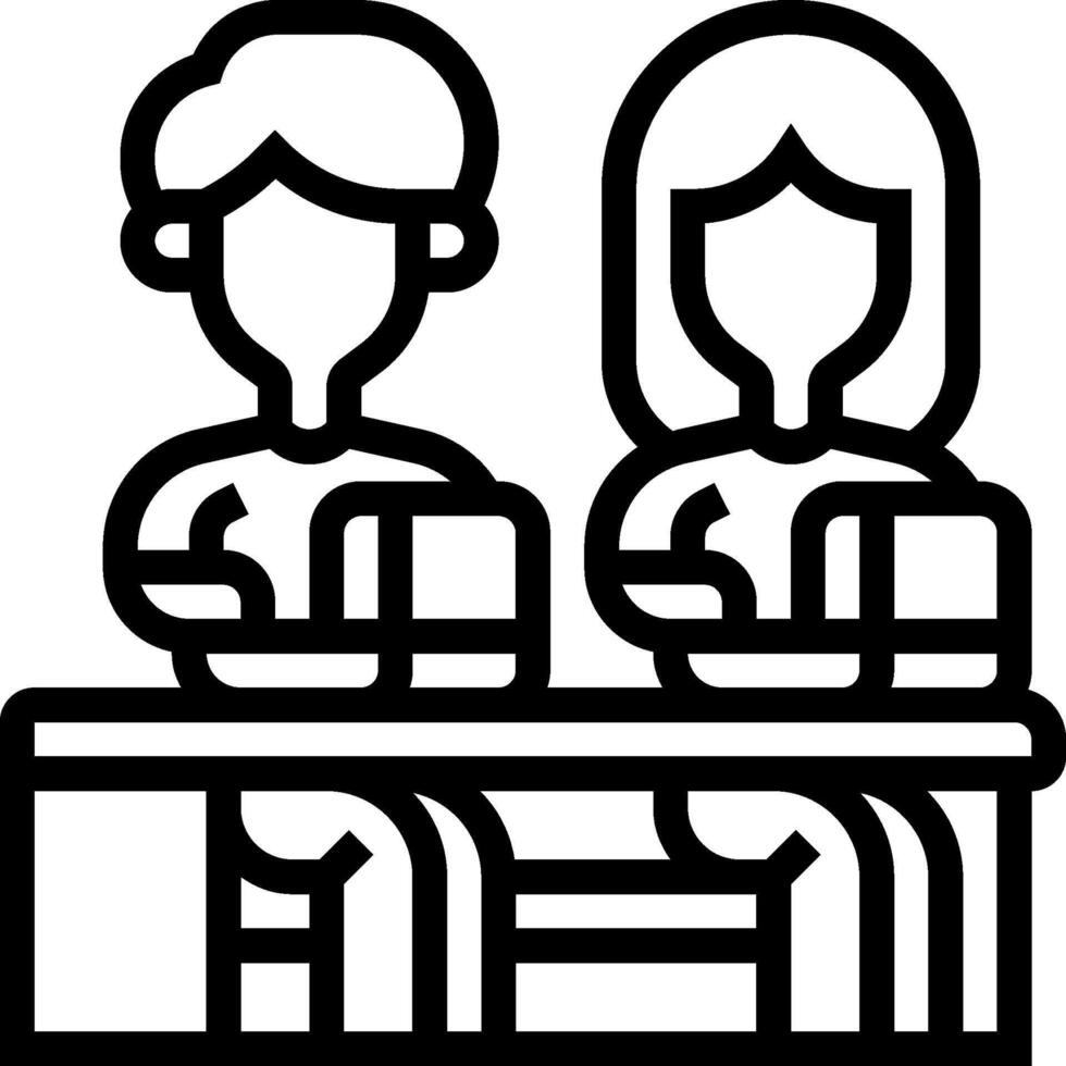 Two people sitting at a table with books vector