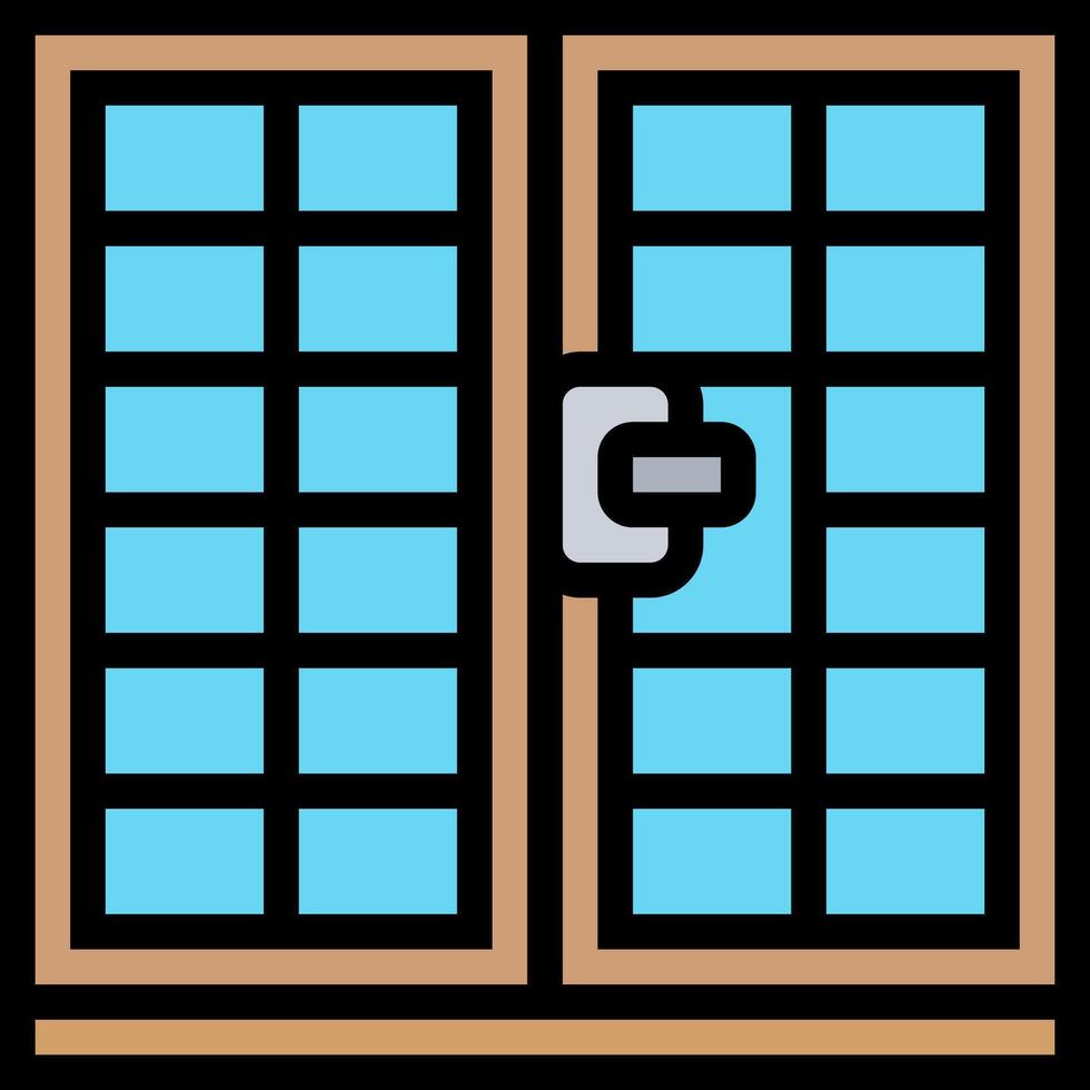 A door with a lock and a window vector