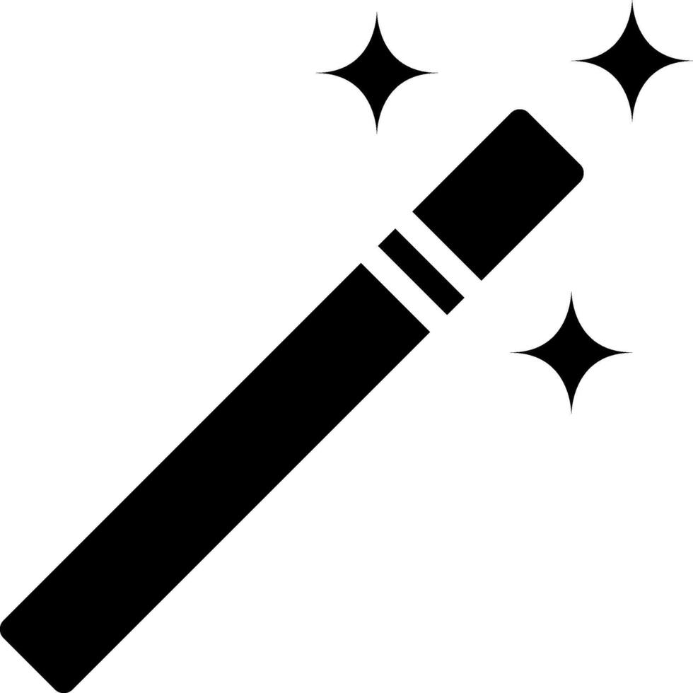A black and white icon of a wand vector