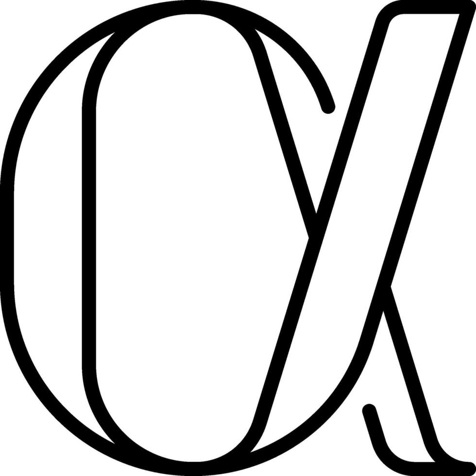 The letter x is shown in a black and white drawing vector