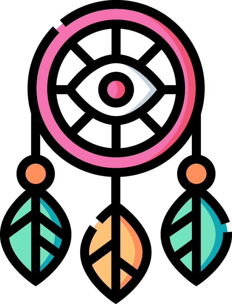 An illustration of a dream catcher with an eye vector