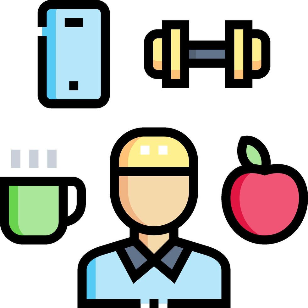 A man with a cup of coffee, a phone and a cup of tea vector