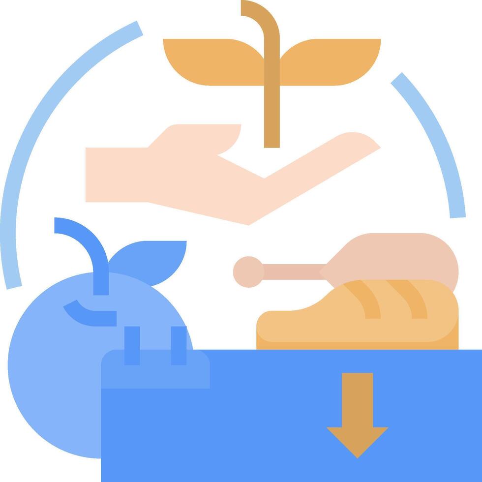 A hand is holding a plant and a bird vector