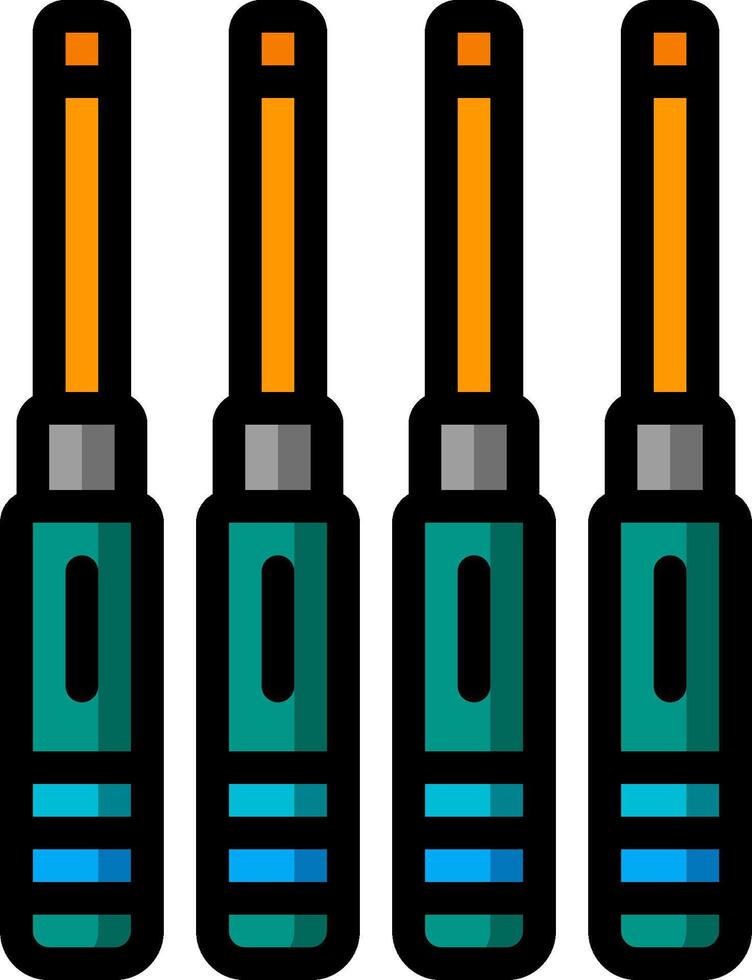 Four screwdrivers are shown in a row vector