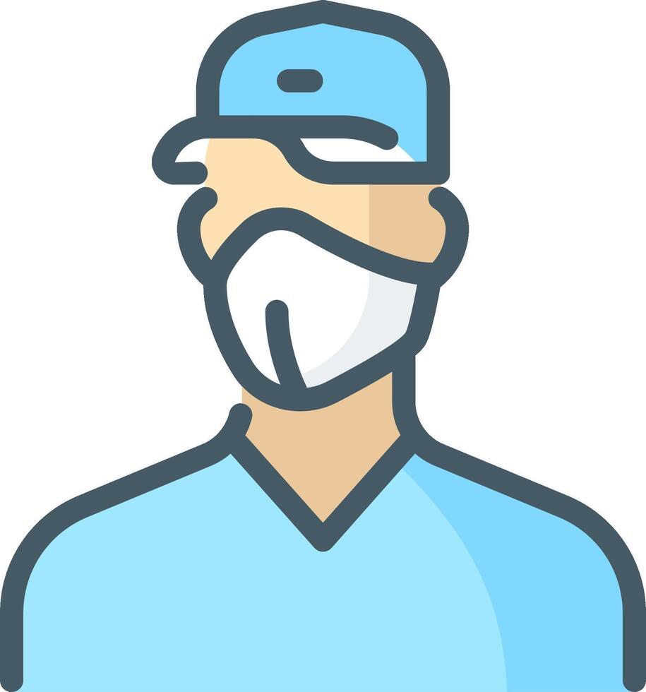 A man wearing a surgical mask and cap vector
