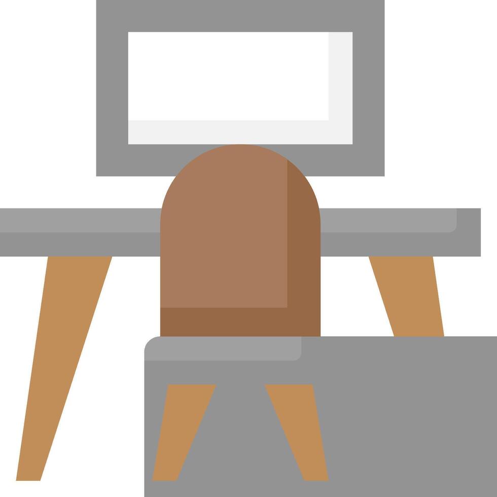 A chair and a desk with a computer monitor vector