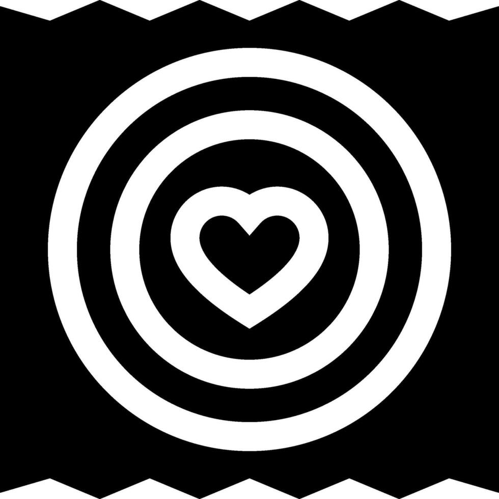 A black and white heart in a circle on a black background vector