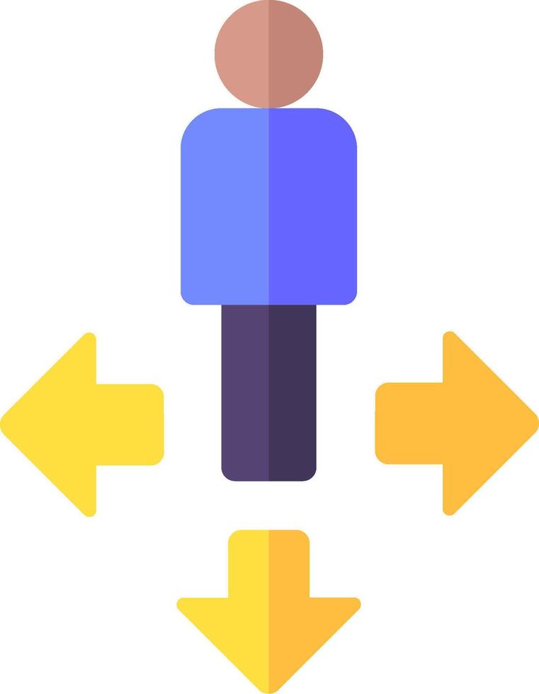 A person is surrounded by arrows and arrows vector