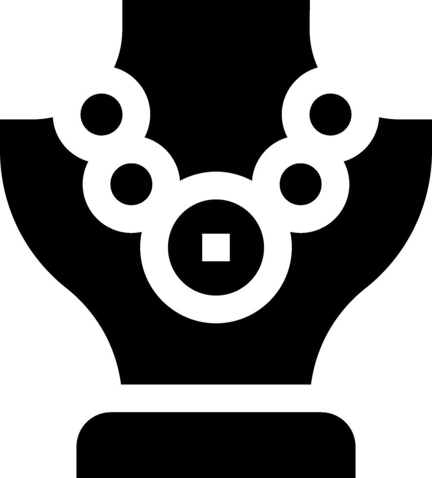 A black and white image of a vase with a necklace vector