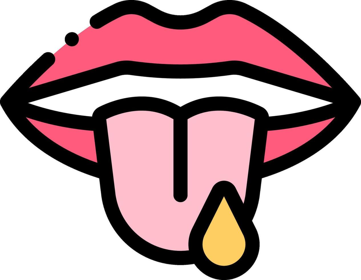 A cartoon tongue with a drop of liquid on it vector