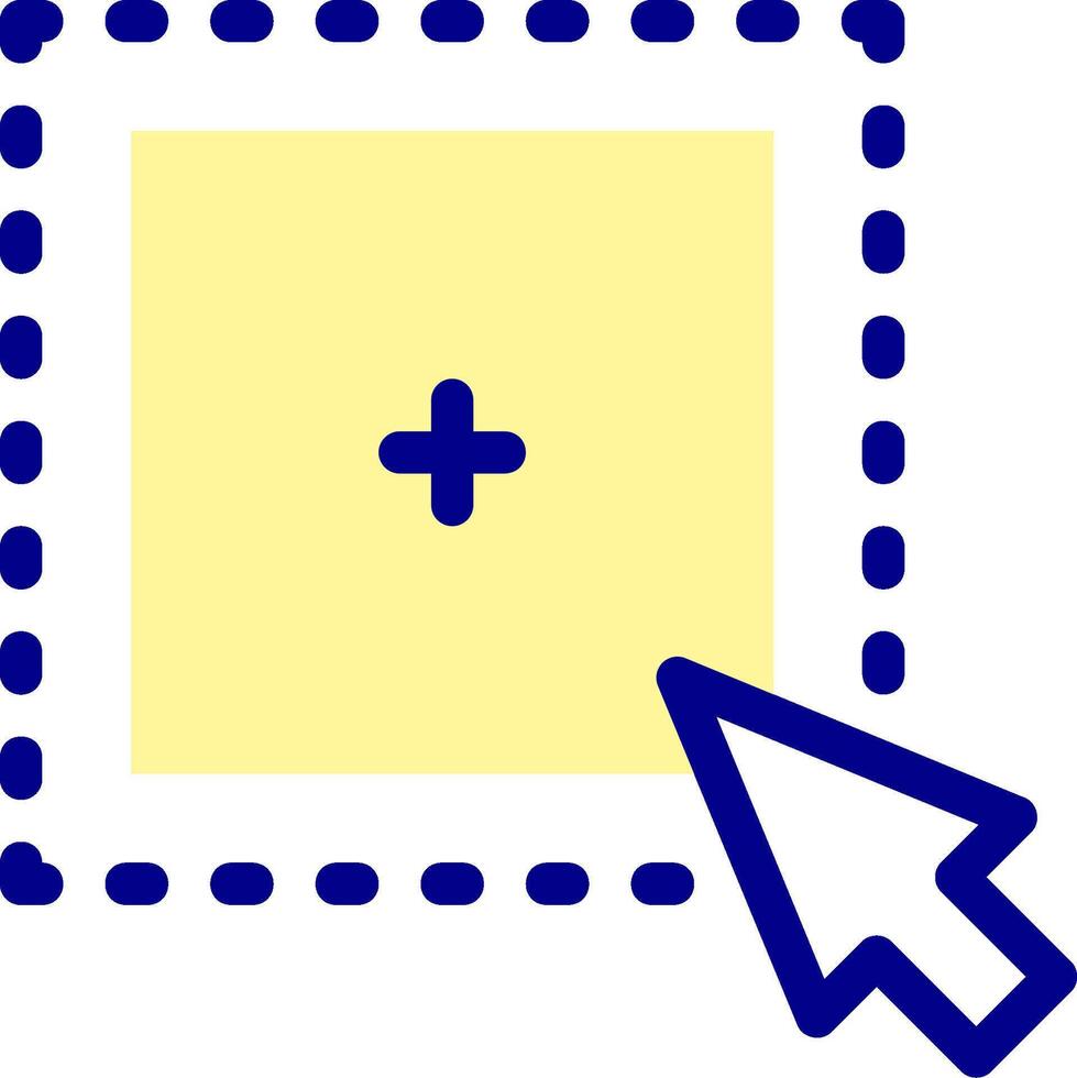 A square with a plus sign and a mouse cursor vector